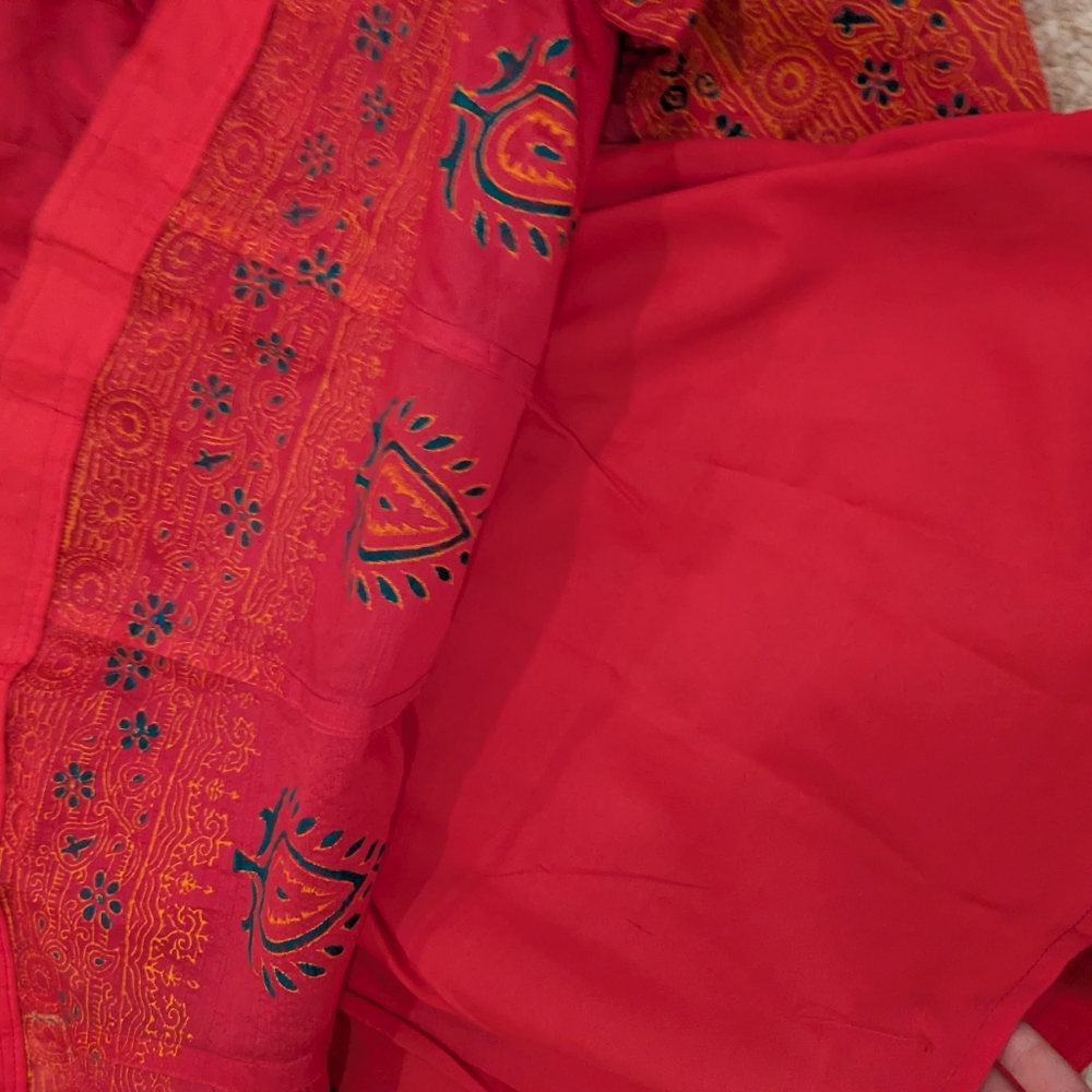 Girls Anarkali Suit - Pink, Orange & Green | Indian Ethnic Party Wear - Picture 8 of 16